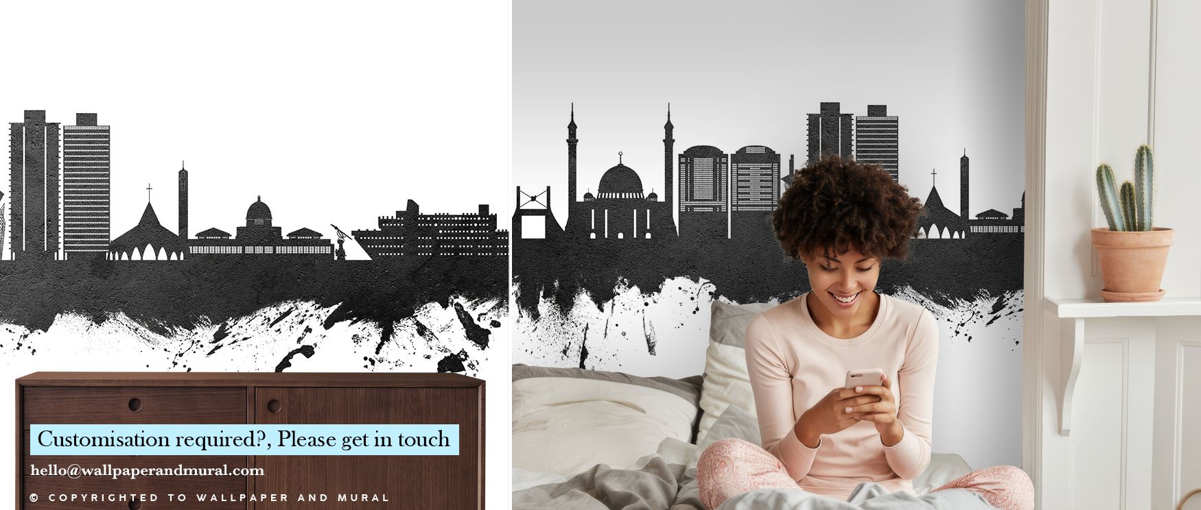 Abuja Nigeria Skyline Black & White Wallpaper conveys elegance of urban rhythm as silhouettes stretch across surfaces, enriching bedrooms or living rooms with atmosphere of decorative refinement, cultural charm, and timeless artistry, leaving interiors in