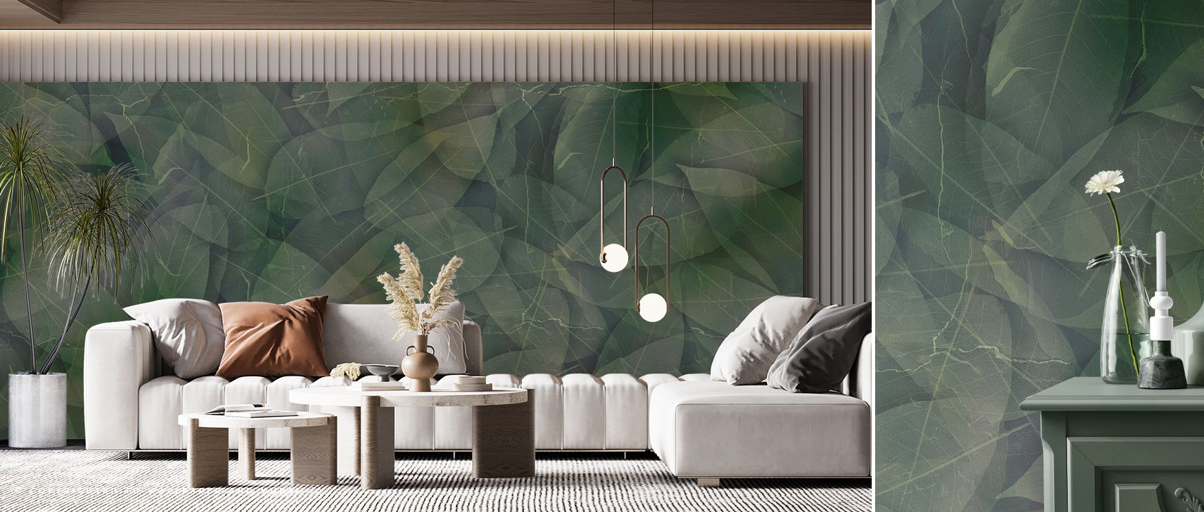 Acid Leaves Wallpaper reflects strength of design through lively shapes, enriching bedrooms or offices with atmosphere of decorative artistry, bold charm, and timeless balance, offering interiors modern tone of vibrancy. 
