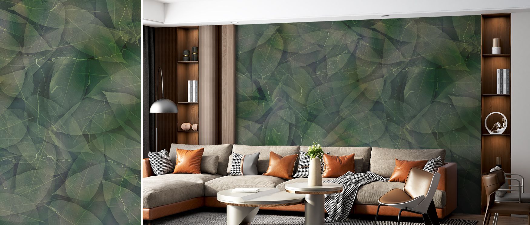Acid Leaves Wallpaper enriches interiors with scattered leaf motifs, producing atmosphere that enhances bedrooms or living rooms with decorative refinement, artistic rhythm, and timeless charm filled with energy. 