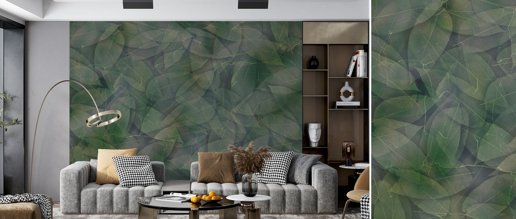Acid Leaves Wallpaper conveys vibrancy of artistic detail through bold leaves, enriching bedrooms or living rooms with atmosphere of decorative refinement, stylish artistry, and timeless charm that feels playful. 