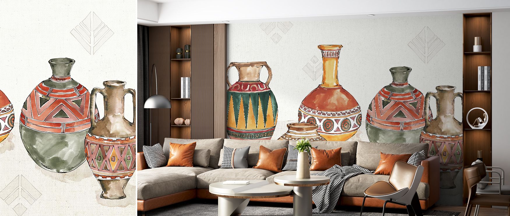 African Flair Wallpaper enriches interiors with cultural motifs painted in rhythm, producing atmosphere that enhances bedrooms or living rooms with decorative refinement, artistic vibrancy, and timeless balance. 