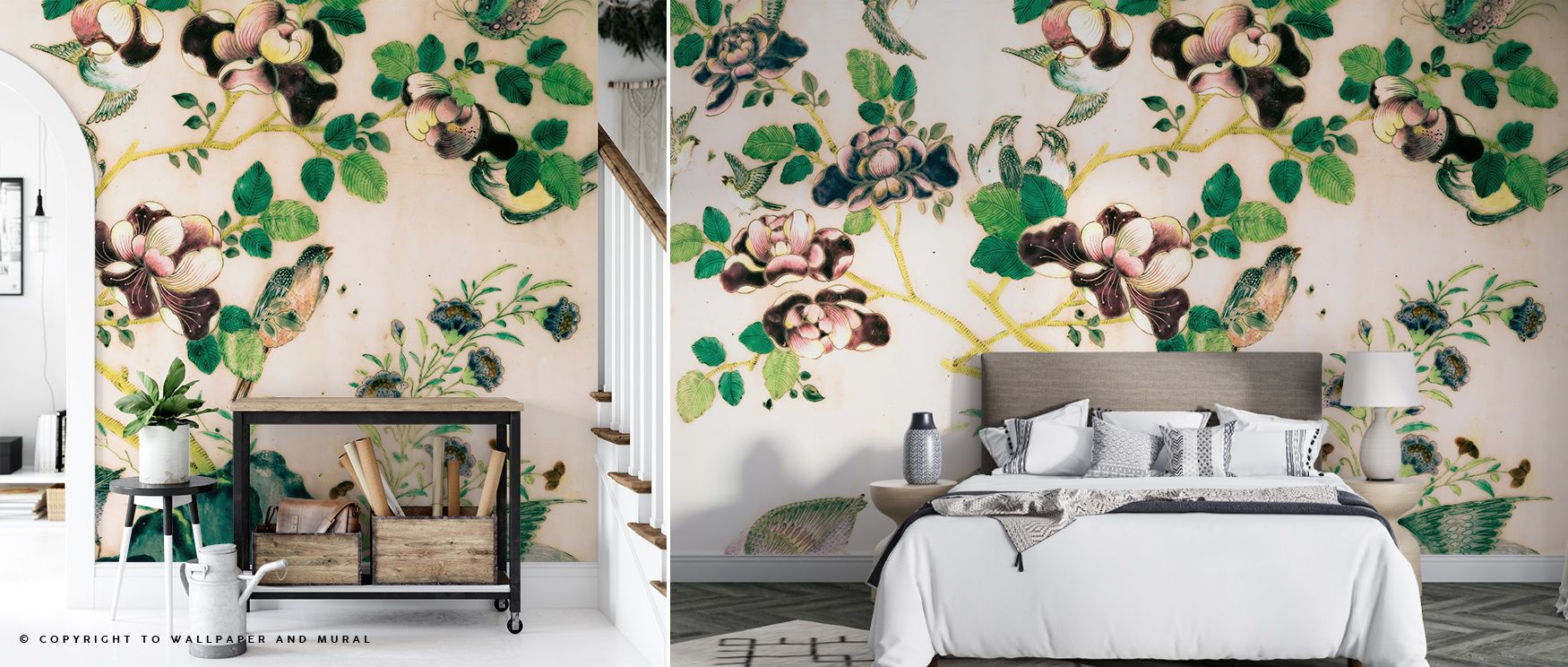 Antique Birds and Foliage Wallpaper conveys heritage charm in flowing detail, enriching bedrooms or living rooms with atmosphere of decorative refinement, artistry, and timeless vintage balance, leaving walls serene. 