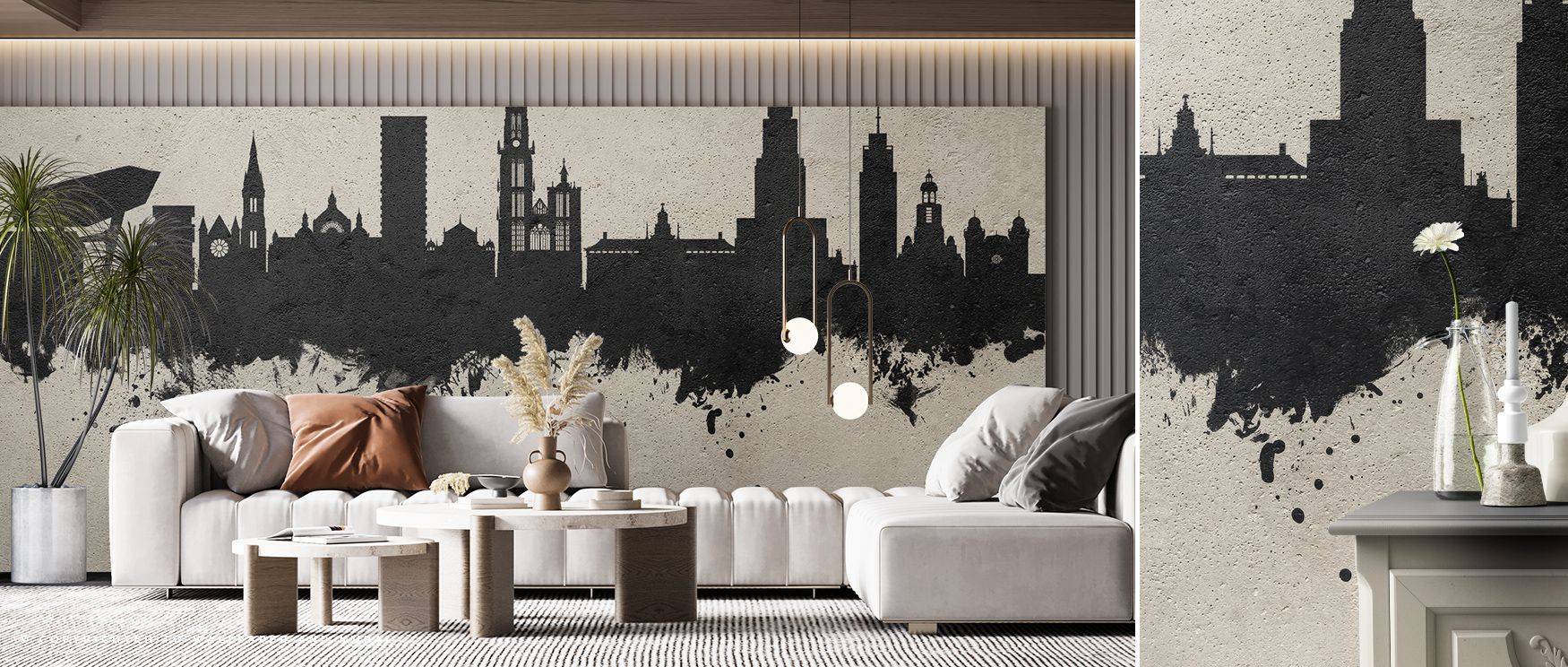 The design of Antwerp Skyline Wallpaper reflects urban heritage, layering silhouettes against subdued concrete textures. Living rooms or bedrooms gain atmosphere of cultured elegance, infused with historical presence. Its lines create balance, allowing in