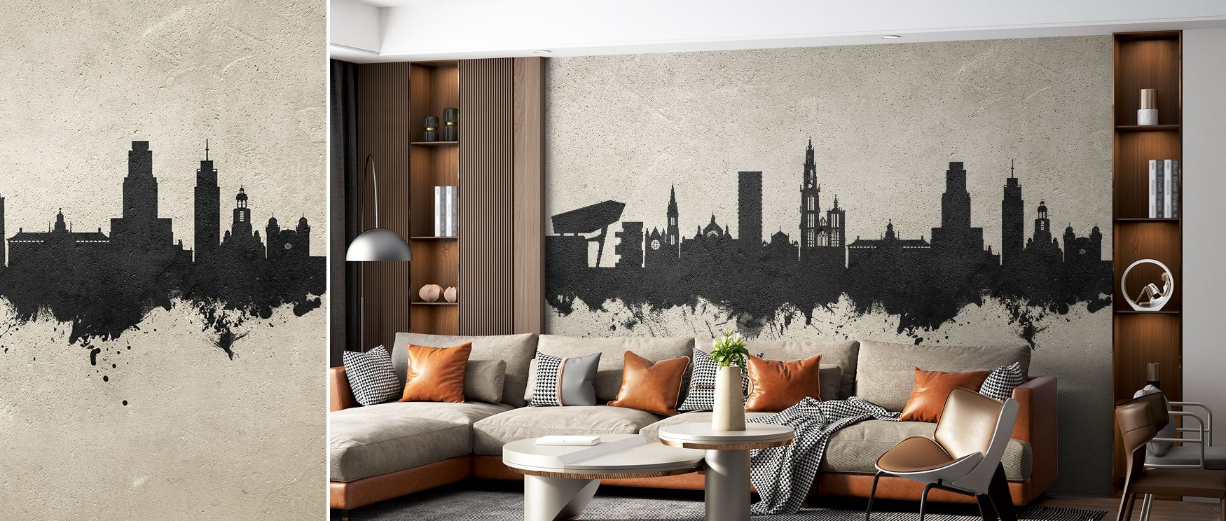 Soft light animates Antwerp Skyline Wallpaper, drawing shadow and depth across its skyline imagery. Offices or bedrooms adopt mood of quiet reflection, while the structured forms establish refined beauty, merging cultural memory with design that feels con