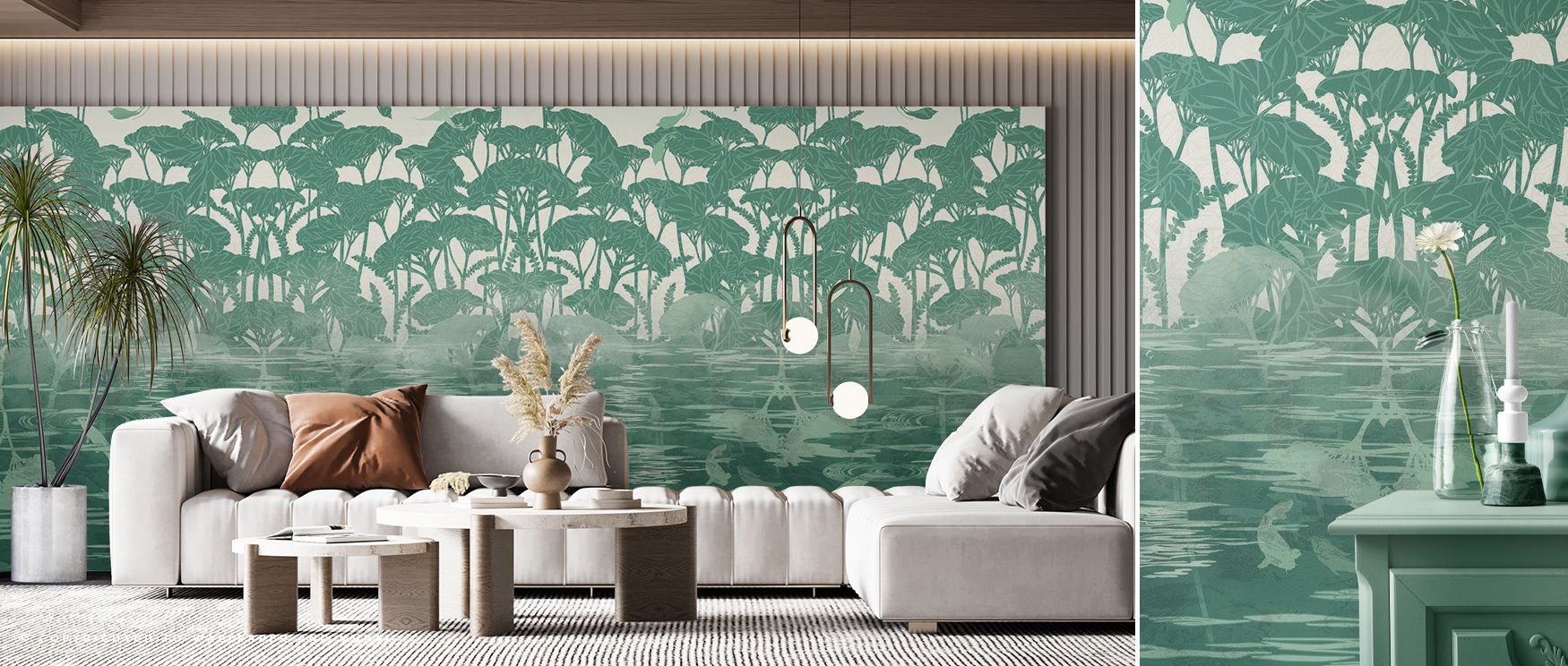 Emerald light defines As Above So Below Emerald Wallpaper, with shapes that suggest unity and reflection. Offices or bedrooms resonate with mystical aura, as flowing motifs soften interiors, transforming walls into serene expressions of timeless design. 