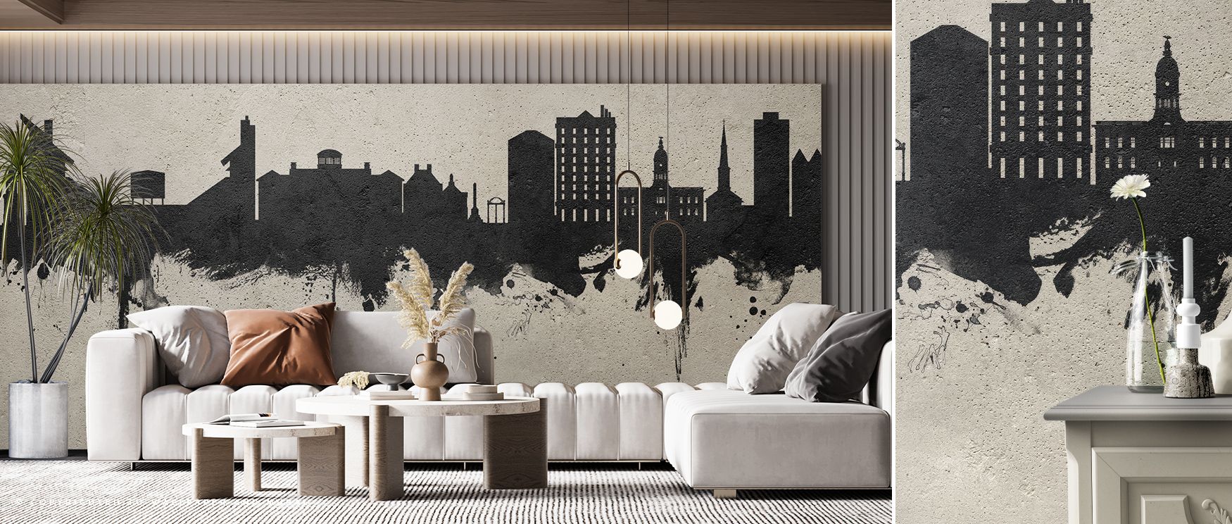 Athens Georgia Skyline Concrete Wallpaper carries atmosphere of heritage across walls, blending abstraction with form. Bedrooms or offices feel anchored, enriched by concrete texture that mirrors permanence while suggesting quiet architectural elegance. 