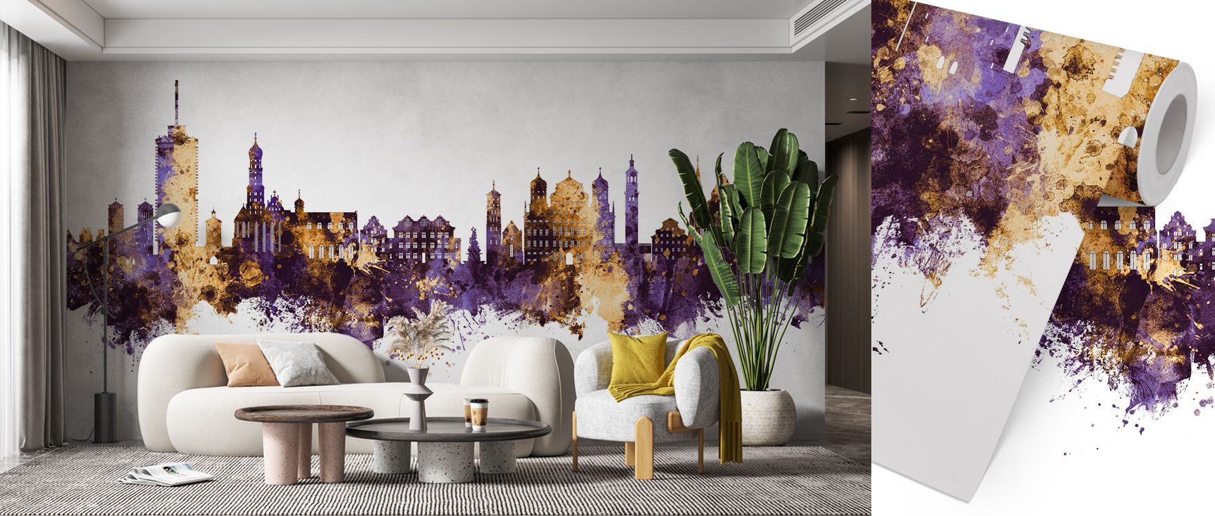 With glowing tones, Augsburg Germany Skyline Purple & Gold Wallpaper enriches walls with cultural depth. Living rooms or bedrooms resonate with sophistication, shaped by design that blends tradition and modernity in radiant harmony. 