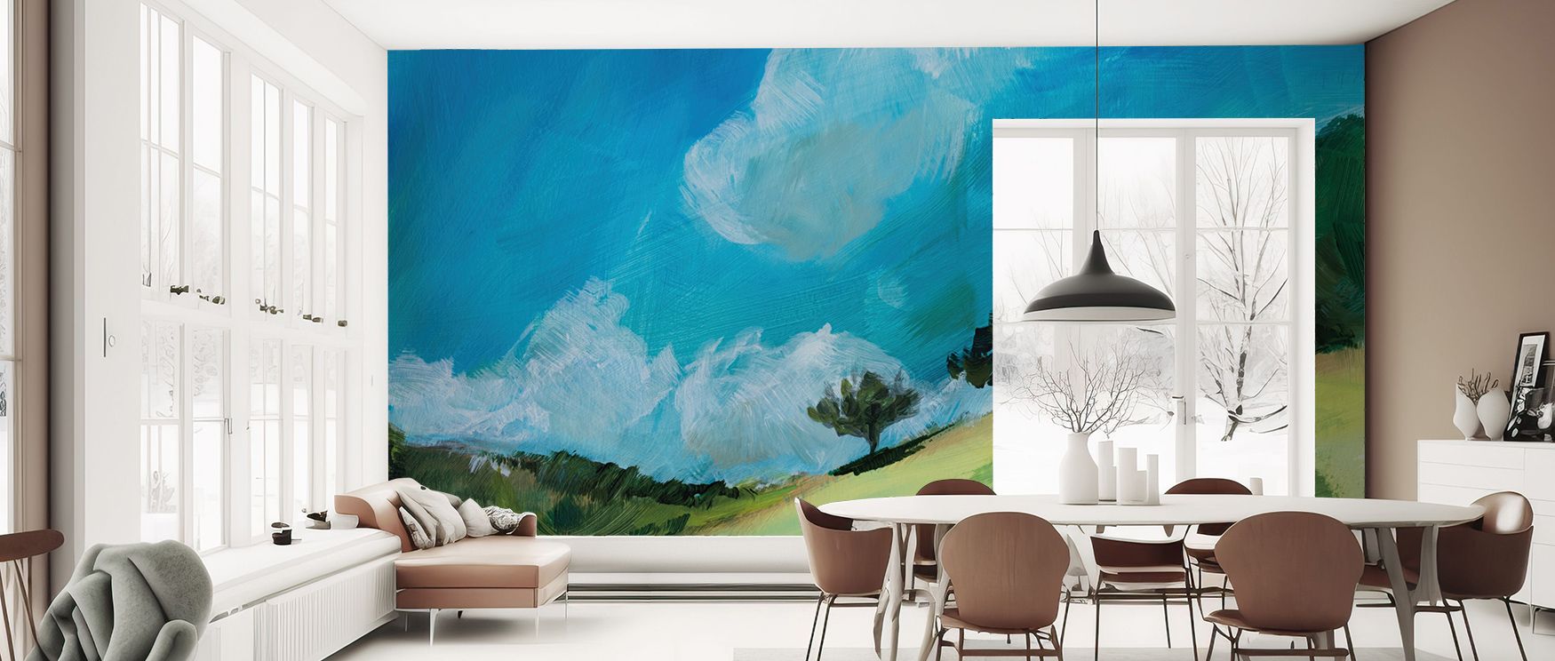 The wallpaper radiates serenity, with August Clouds Study Wallpaper shaping interiors into retreats. Bedrooms or offices embrace reflective beauty, enriched by clouds that move softly across atmospheric design. 