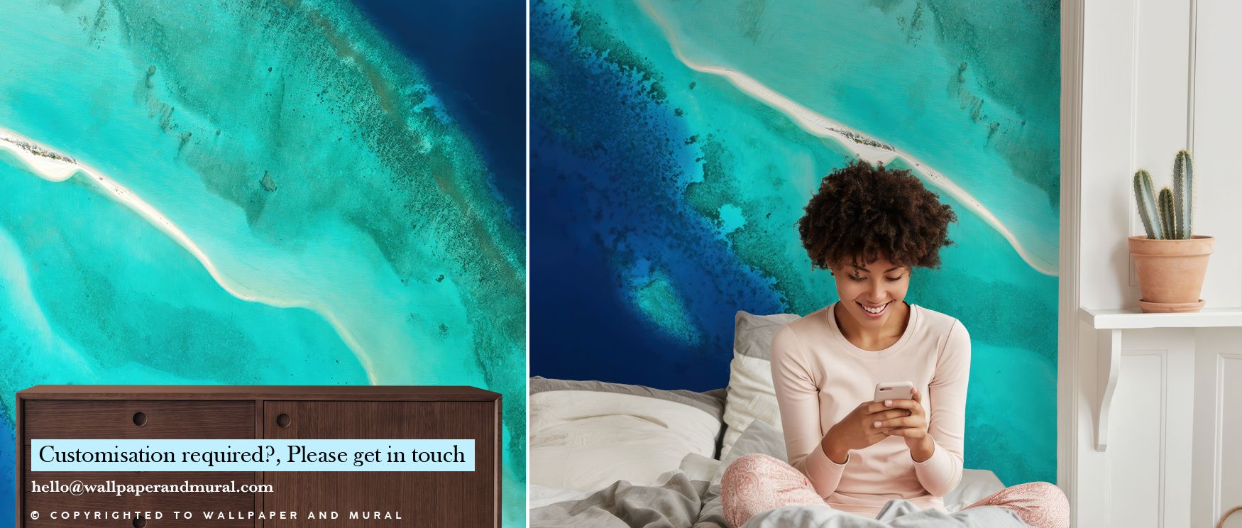 Tropical atmosphere surrounds Baa Atoll Wallpaper, where flowing motifs shape rhythm of design. Offices or bedrooms embrace relaxation, enriched by imagery that echoes coastal calm and natural warmth across interiors. 