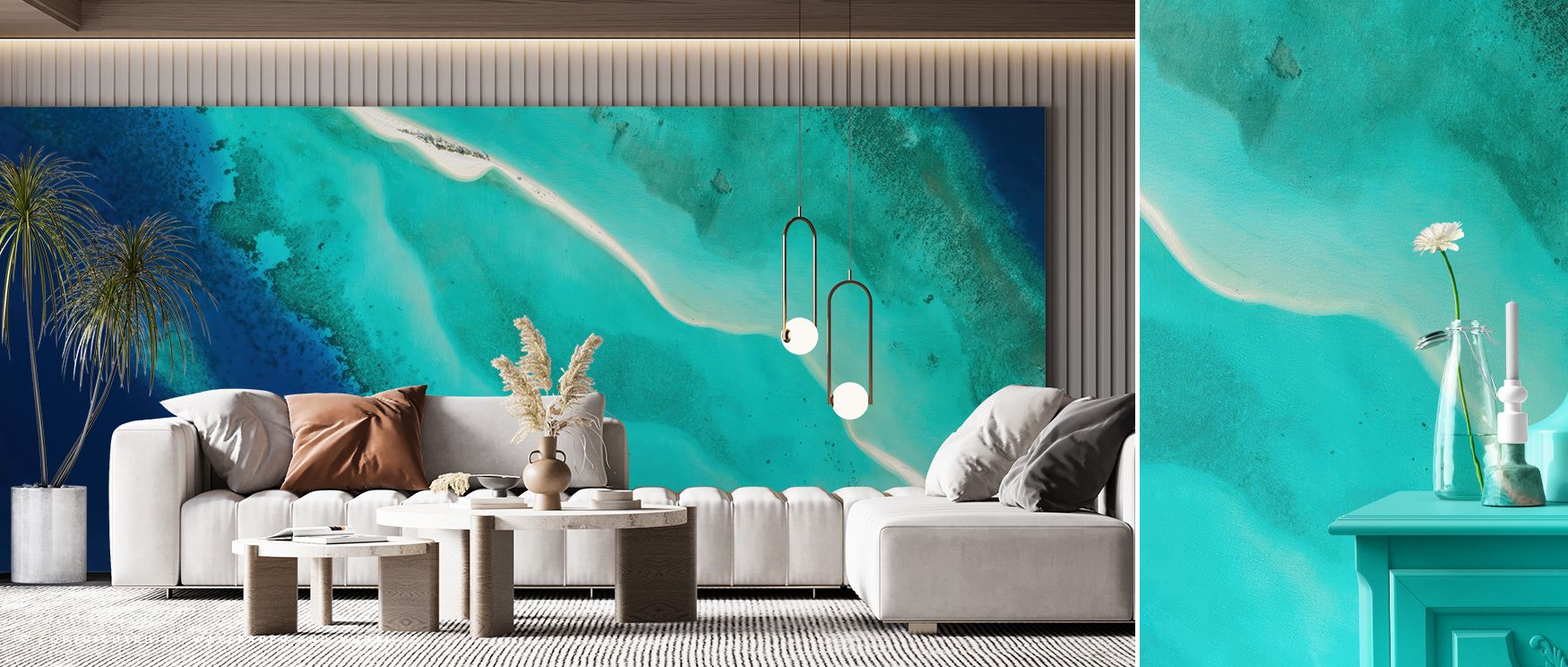 Baa Atoll Wallpaper enriches walls with tropical imagery, flowing patterns shaping interiors into retreats. Bedrooms or offices gain warmth, touched by designs that highlight island vibrancy and natural rhythm. 