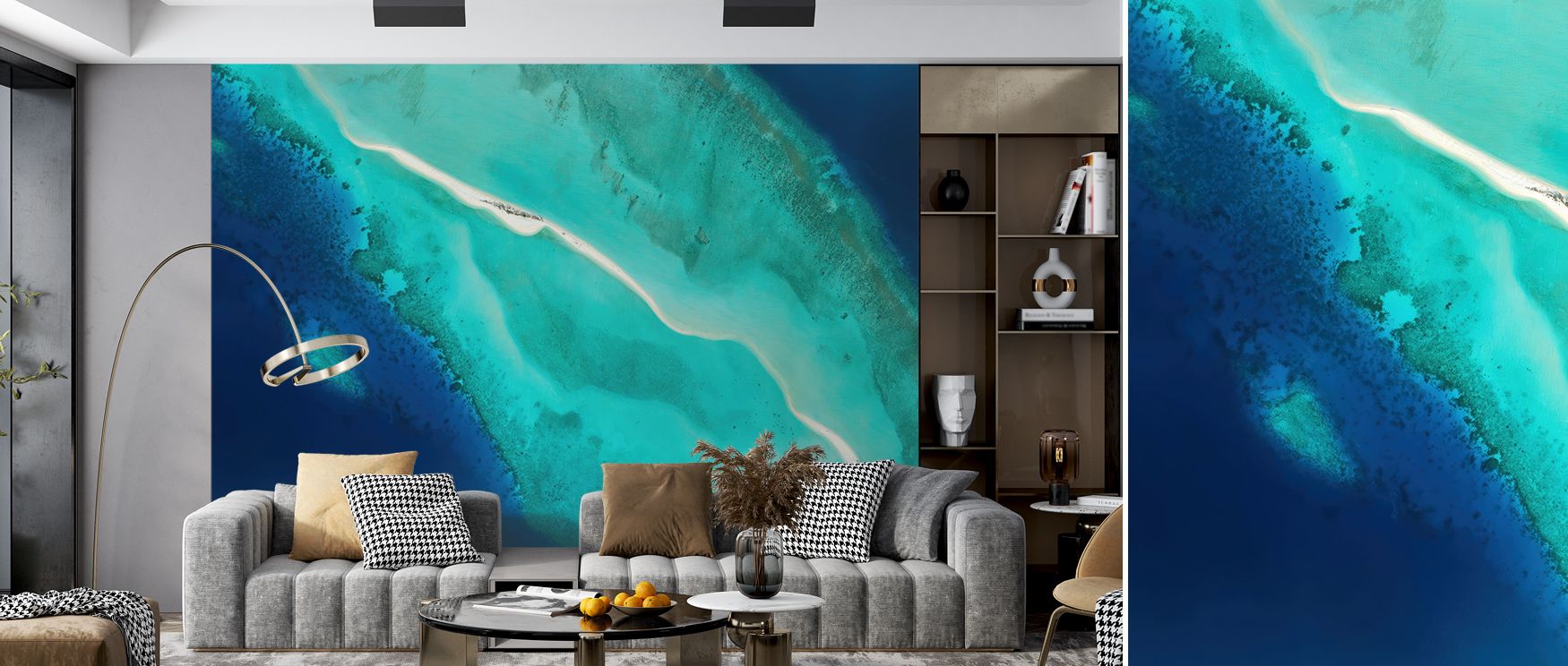 Across surfaces, Baa Atoll Wallpaper suggests atmosphere of tropical richness. Living rooms or bedrooms adopt relaxed calmness, enriched by designs that highlight freshness and coastal balance. 