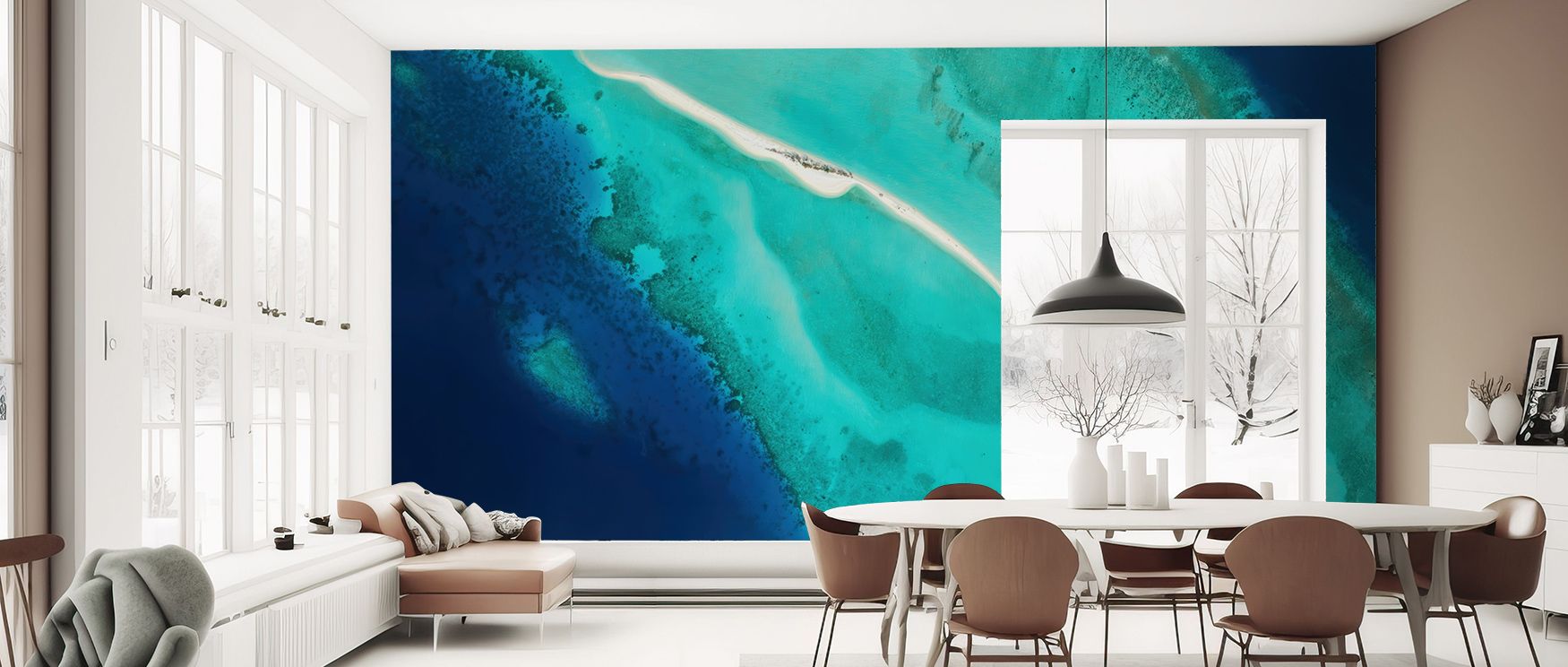 Inspired by coastal beauty, Baa Atoll Wallpaper enhances interiors with layered rhythm. Offices or bedrooms absorb tropical calm, surrounded by motifs that soften walls with reflective harmony. 
