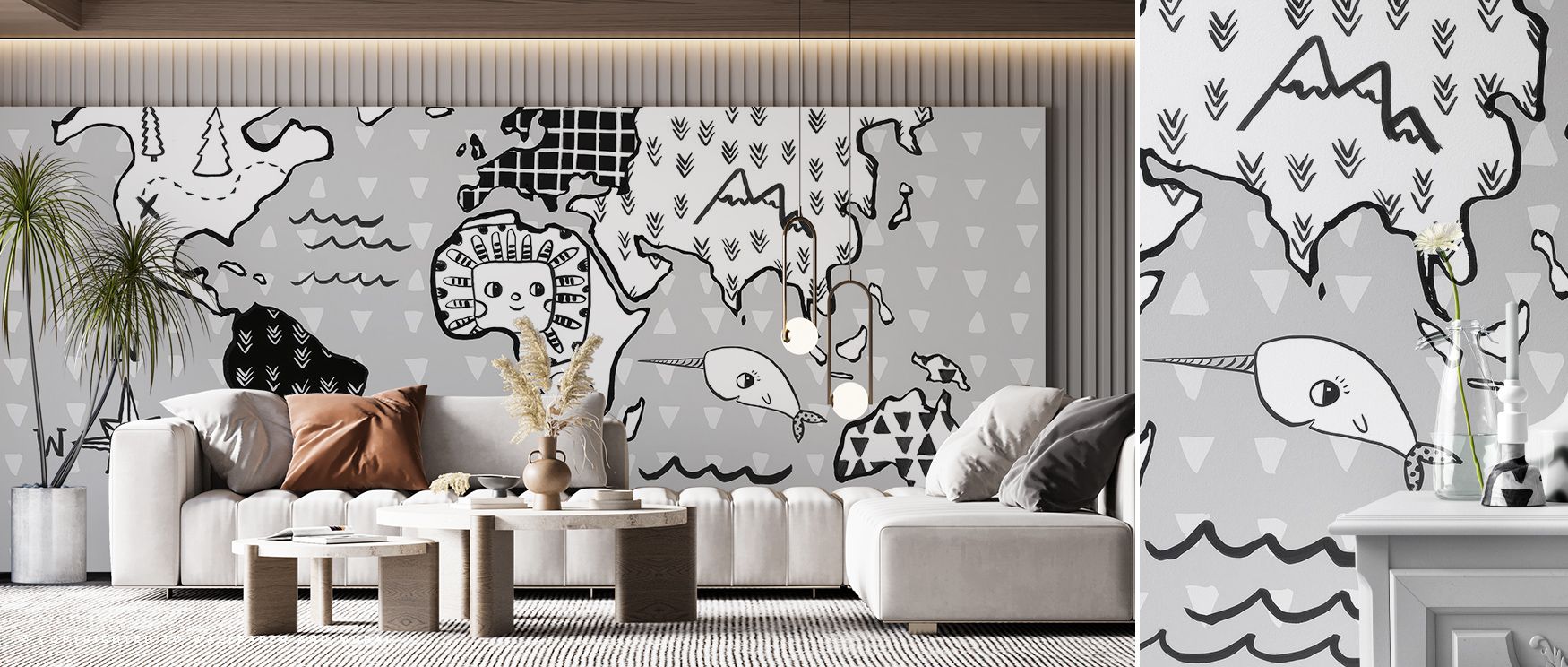 Gentle shades define Baby Map Of The World Wallpaper, where patterns of continents and seas flow in harmony. The design transforms interiors into places of learning, offering nurseries or children’s rooms an inviting calmness. Soft colors build balance, c