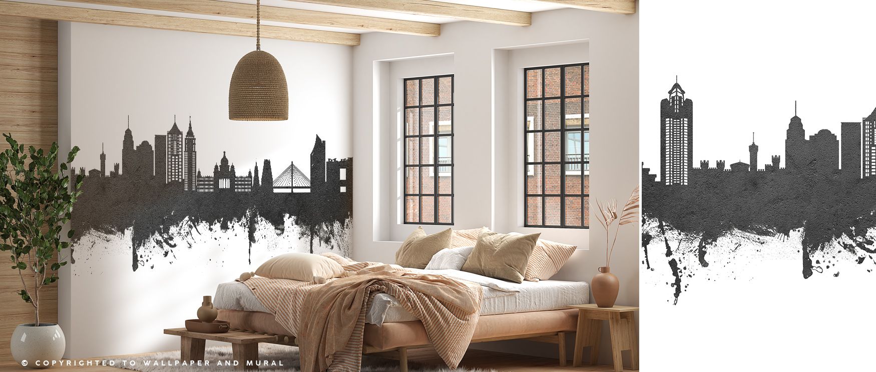 Bengaluru India Skyline Black & White Wallpaper layers silhouettes of towers and domes in timeless contrast, creating atmosphere of historical refinement. Bedrooms or living rooms resonate with calm dignity, enriched by imagery that reflects cultural pres
