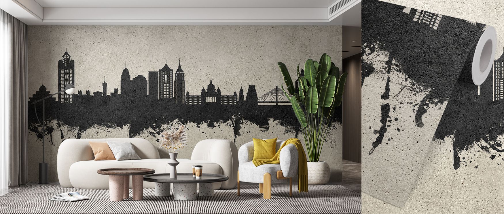 The imagery of Bengaluru India Skyline Concrete Wallpaper enriches interiors with balance of tradition and texture. Living rooms or bedrooms adopt atmosphere of calm refinement, their walls shaped by heritage rendered in quiet tones that suggest continuit