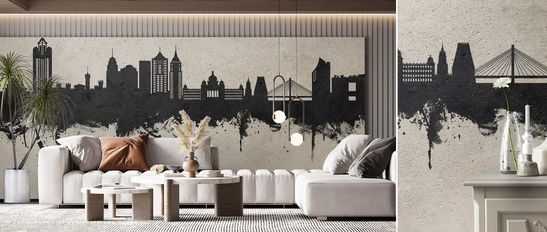 Bengaluru India Skyline Concrete Wallpaper reflects cultural identity through textured imagery, its forms carrying atmosphere of permanence. Offices or bedrooms inherit calm resonance, their interiors enriched by skyline patterns that layer walls in refle
