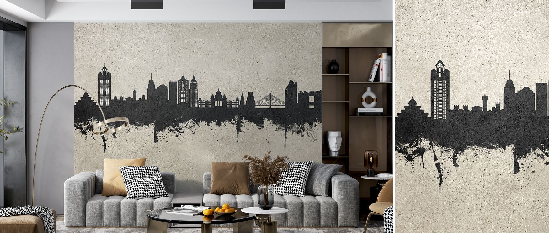Bengaluru India Skyline Concrete Wallpaper enriches interiors with charm of permanence, its textured rhythm layering walls with dignity. Offices or bedrooms gain atmosphere of sophistication, surrounded by imagery that reflects cultural continuity across 