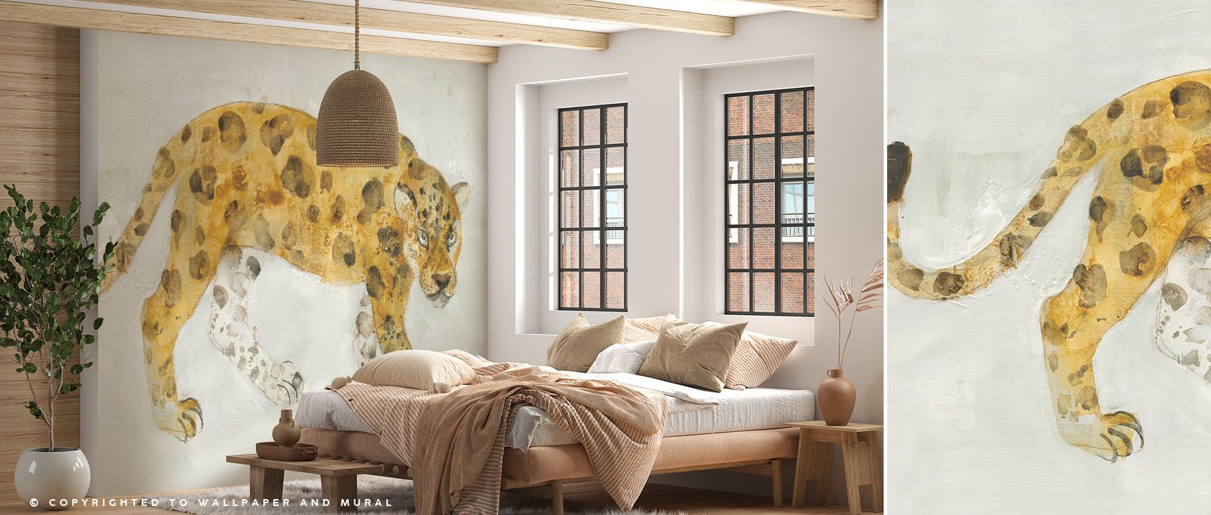 Big Cat I Wallpaper enriches interiors with untamed beauty, where wild patterns flow across walls in strength and grace. Living rooms or bedrooms resonate with exotic charm, their walls enriched by imagery that carries atmosphere of energy and wilderness.