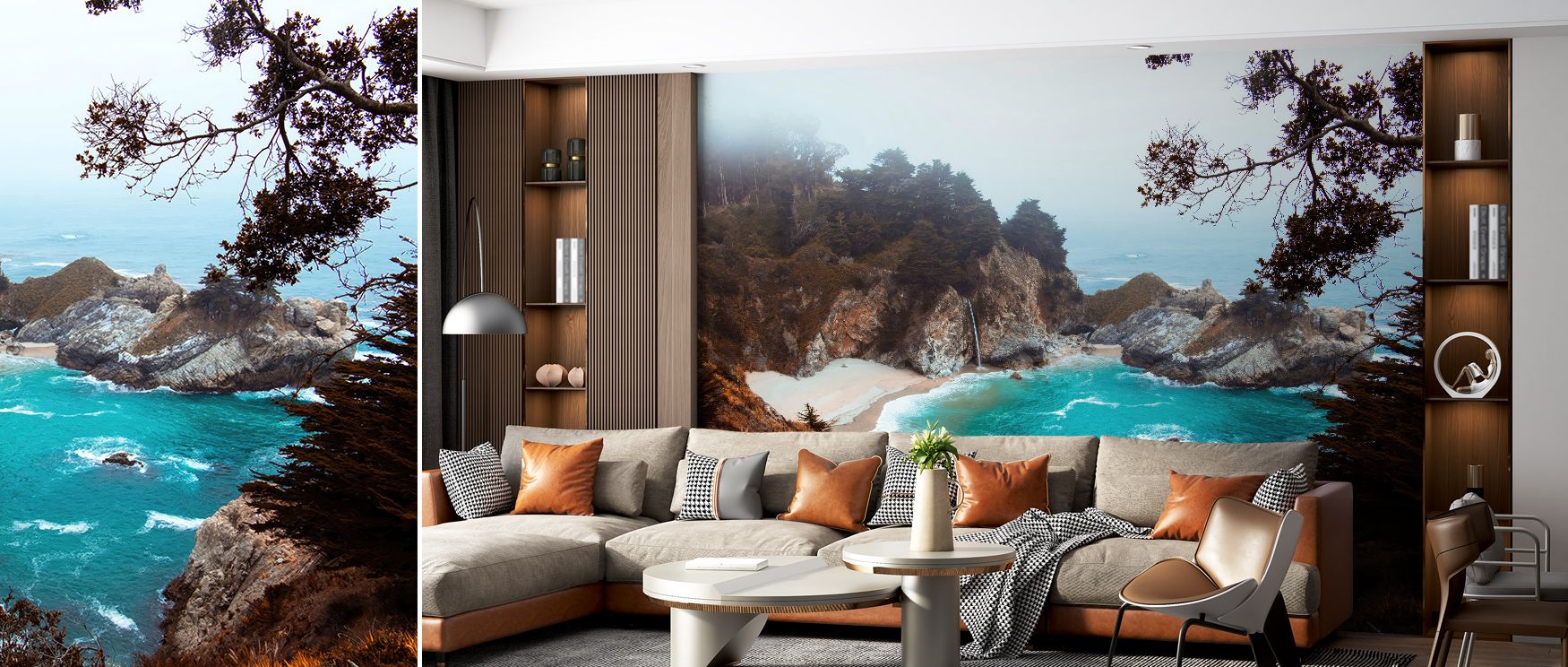 Big Sur Wallpaper radiates calm energy, its cliffs and ocean portrayed with subtle depth. Living rooms or bedrooms gain atmosphere of refinement, enriched by scenery that reflects natural rhythm and coastal presence, shaping interiors with serenity. 