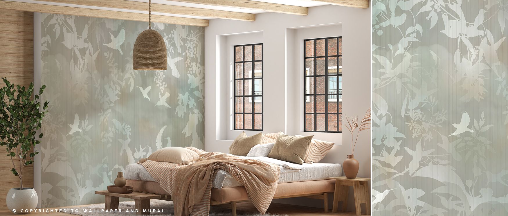 Birds in the Fog Yellow Wallpaper surrounds interiors with gentle motifs of birds layered in yellow serenity. Living rooms or bedrooms adopt atmosphere of calm charm, their spaces enriched by imagery that reflects decorative balance and tranquility. Inter