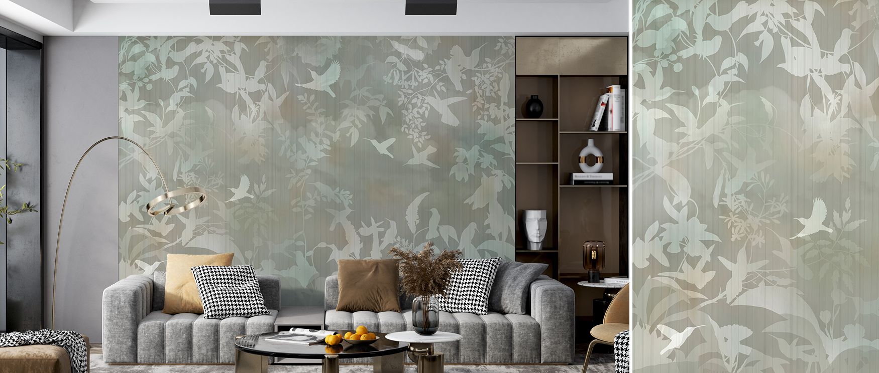 Birds in the Fog Yellow Wallpaper radiates quiet elegance, layering imagery of birds across yellow tones. Living rooms or bedrooms adopt atmosphere of serenity, their walls enriched by decorative presence that inspires reflective calmness. Interiors glow 