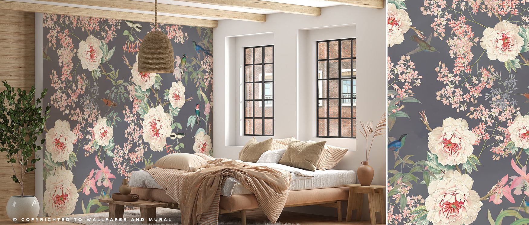 Vivid artistry defines the Birds of Eden Wallpaper Mural as exotic birds gather among branches, enriching restful bedrooms or stylish offices with atmosphere, cultural resonance, and decorative refinement that glow with sophistication and balance. 