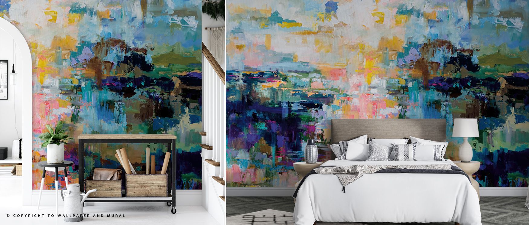 Bits of Life on Canvas Wallpaper surrounds interiors with artistic charm, layering abstract imagery across spaces. Living rooms or bedrooms inherit atmosphere of vibrancy, their walls enriched by patterns that reflect harmony. Interiors transform into cre