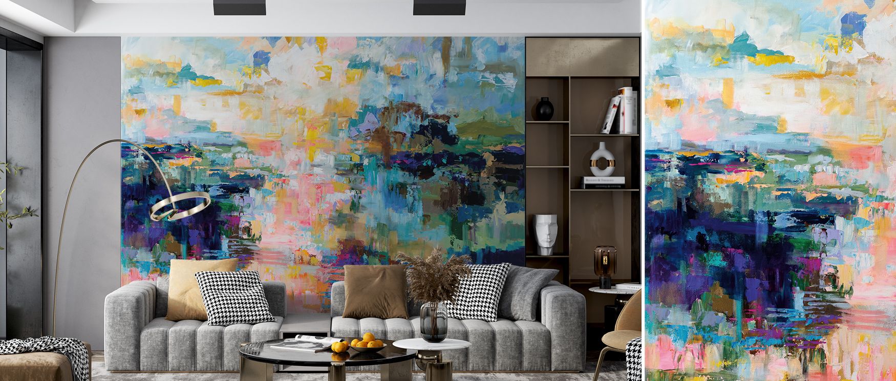 The design of Bits of Life on Canvas Wallpaper reflects creativity, flowing across walls with abstract energy. Offices or bedrooms resonate with atmosphere of balance, their spaces enriched by imagery that blends artistry and calmness. Interiors glow with