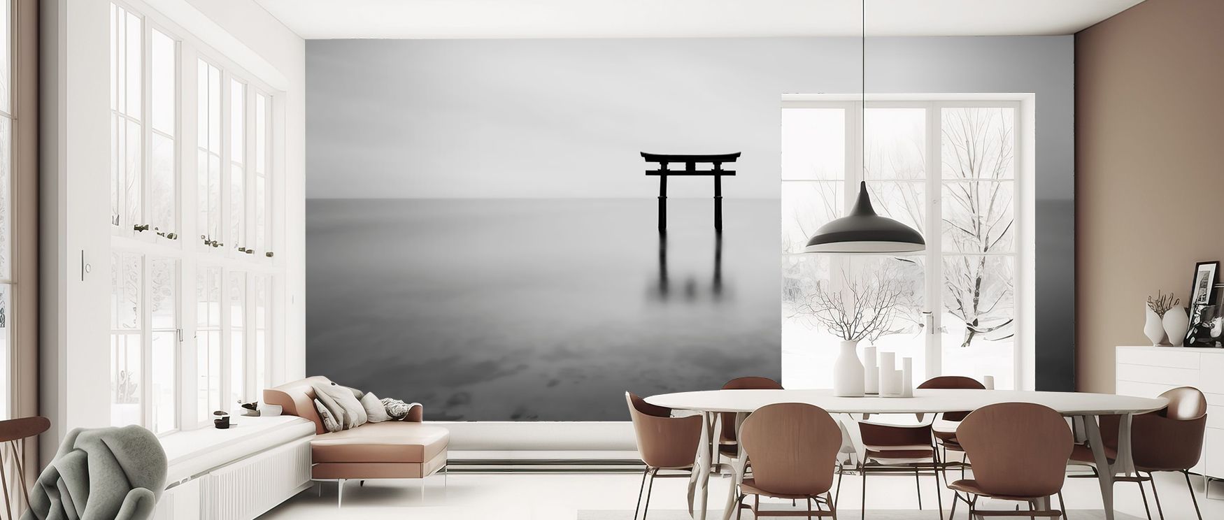 Across its surface, Biwa Torii Wallpaper layers imagery of cultural rhythm, surrounding interiors with elegance. Offices or bedrooms inherit atmosphere of calm resonance, their walls enriched by decorative designs. Interiors glow with refinement and conti