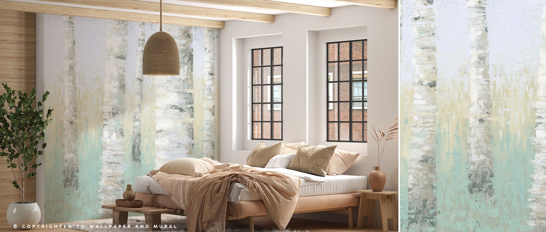 Blue Birch Wallpaper enriches interiors with woodland imagery, where slender birch trunks rise in calming rhythm. Living rooms or bedrooms adopt atmosphere of tranquility, their walls enriched by design that reflects balance and serenity. Interiors glow w