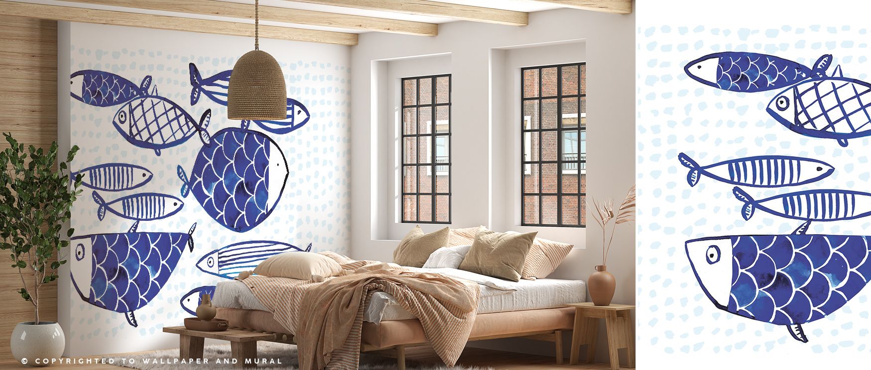 Blue Fish Studies Wallpaper enriches interiors with aquatic imagery, where graceful fish swim across calming tones. Living rooms or bedrooms adopt atmosphere of tranquility, their walls enriched by design that reflects balance. Interiors glow with serenit