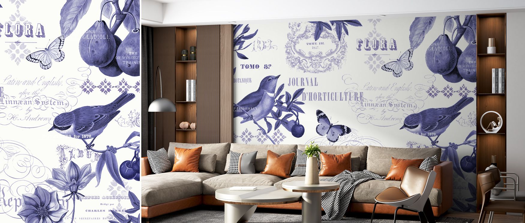 Botanical Blue I Wallpaper radiates natural elegance, surrounding interiors with floral resonance. Living rooms or bedrooms inherit atmosphere of balance, their walls enriched by imagery that reflects artistry. Interiors glow with calm charm. 