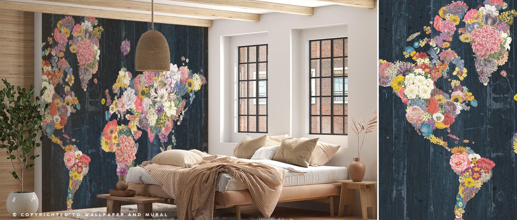 Botanical Floral Map Wallpaper enriches interiors with blossoms arranged across mapped artistry, surrounding walls with floral charm. Living rooms or bedrooms adopt atmosphere of balance, their spaces enriched by imagery that reflects creativity. Interior