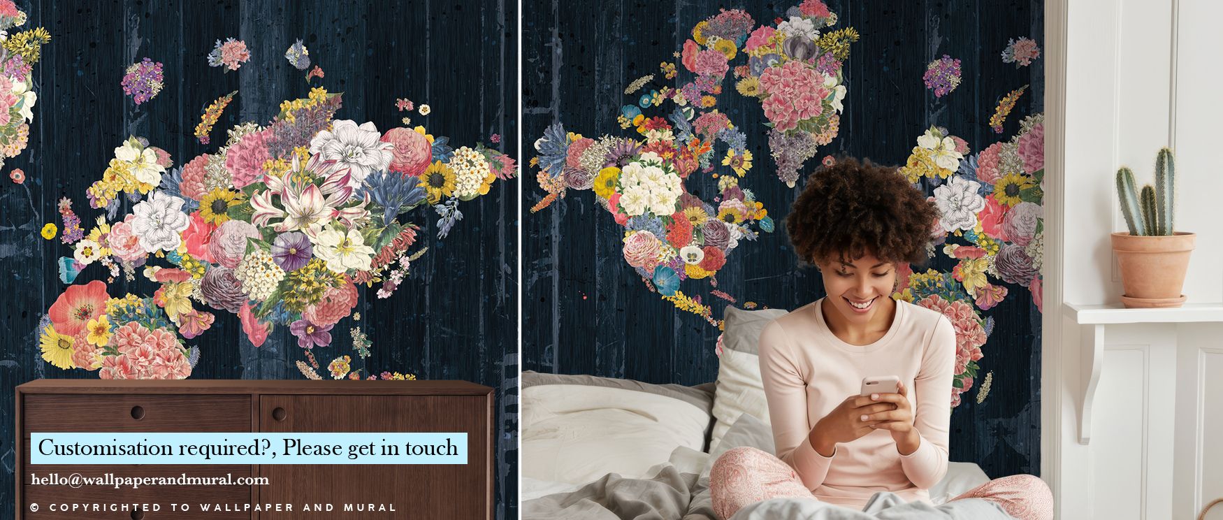 Flowing across surfaces, Botanical Floral Map Wallpaper layers blossoms with artistic rhythm, surrounding offices or bedrooms with atmosphere of charm. Interiors resonate with balance, their walls enriched by imagery that reflects floral artistry. Interio