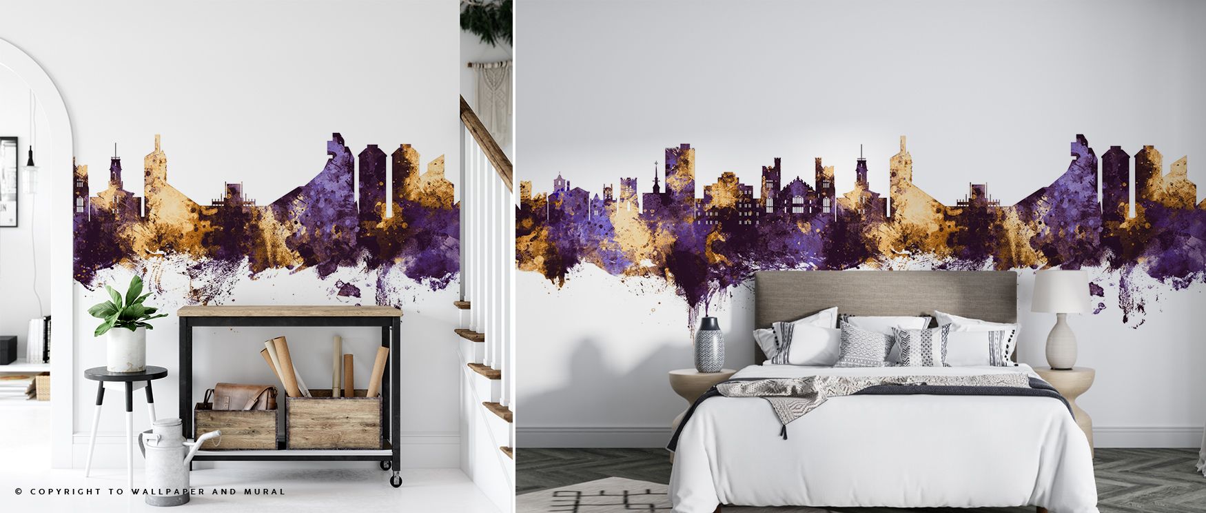 Across its surface, Boulder Colorado Skyline Purple & Gold Wallpaper layers interiors with elegance, surrounding walls with calm resonance. Offices or bedrooms adopt atmosphere of refinement, their walls enriched by imagery that reflects sophistication. I