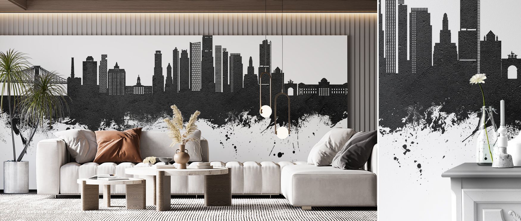 The design of Brooklyn New York Skyline Black & White Wallpaper portrays heritage imagery, layering interiors with charm. Offices or bedrooms adopt atmosphere of calm sophistication, their walls enriched by imagery that reflects refinement. Interiors glow