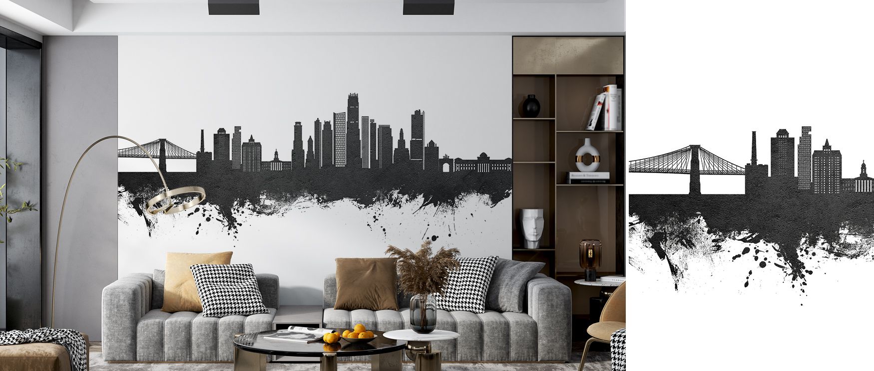 Across its surface, Brooklyn New York Skyline Black & White Wallpaper layers interiors with cultural rhythm, surrounding walls with charm. Offices or bedrooms adopt atmosphere of refinement, their walls enriched by imagery that reflects continuity. Interi