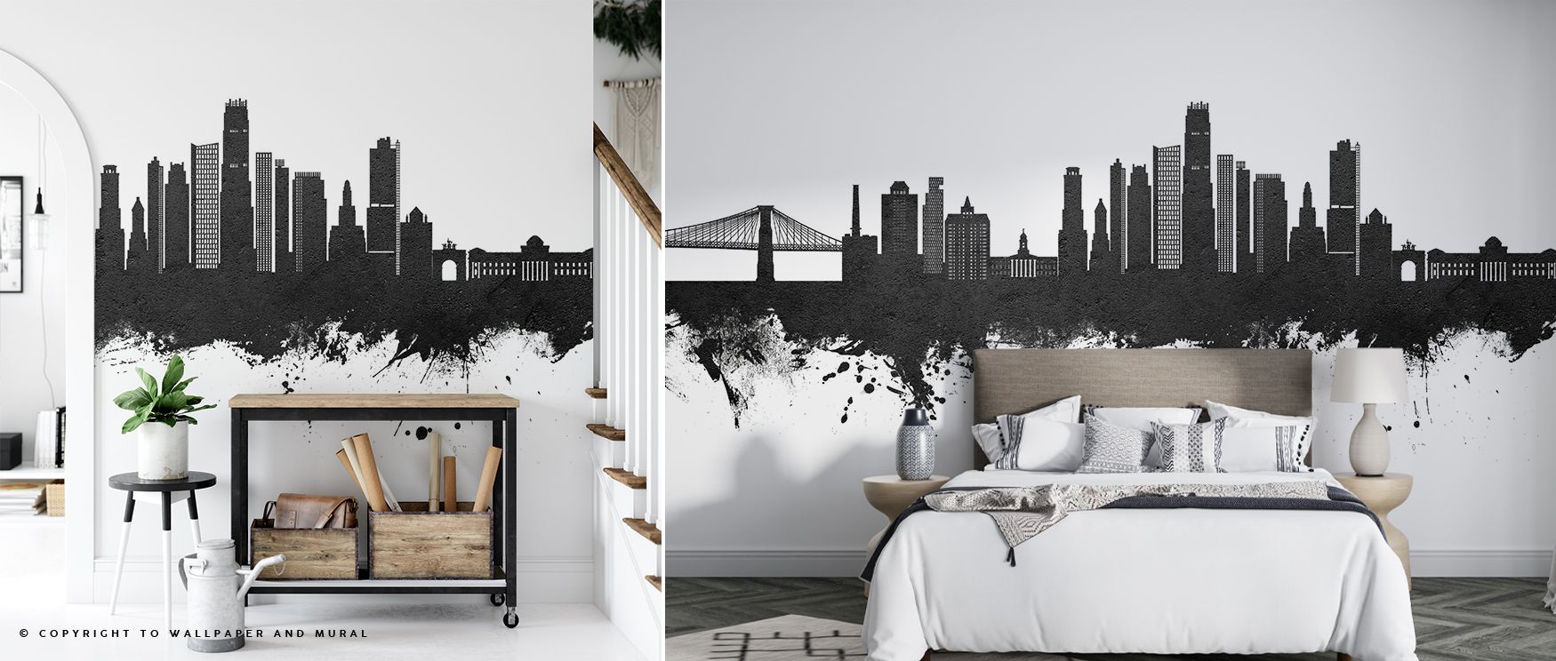Brooklyn New York Skyline Black & White Wallpaper enriches interiors with urban charm, layering walls with heritage resonance. Living rooms or bedrooms adopt atmosphere of elegance, their walls enriched by imagery that reflects refinement. Interiors glow 