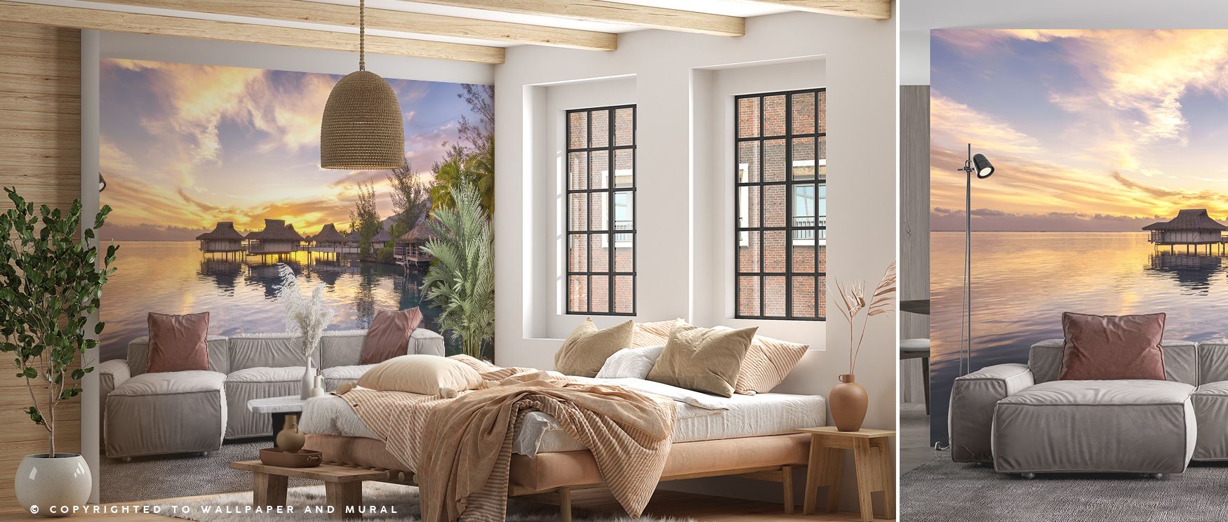 Bungalow Sunset Wallpaper enriches interiors with tropical radiance, layering walls with imagery of evening calm. Living rooms or bedrooms adopt atmosphere of charm, their spaces enriched by patterns that reflect balance. Interiors glow with serenity. 