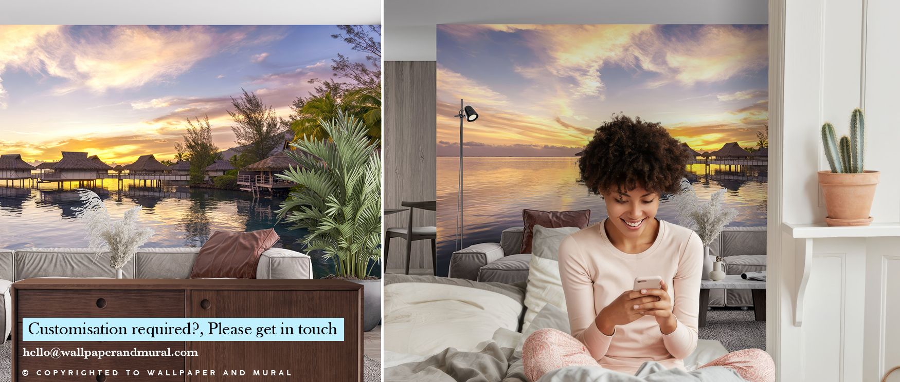 Flowing across surfaces, Bungalow Sunset Wallpaper reflects tropical imagery, surrounding offices or bedrooms with warm resonance. Interiors resonate with atmosphere of calmness, their walls enriched by designs that reflect balance. Interiors glow with ch