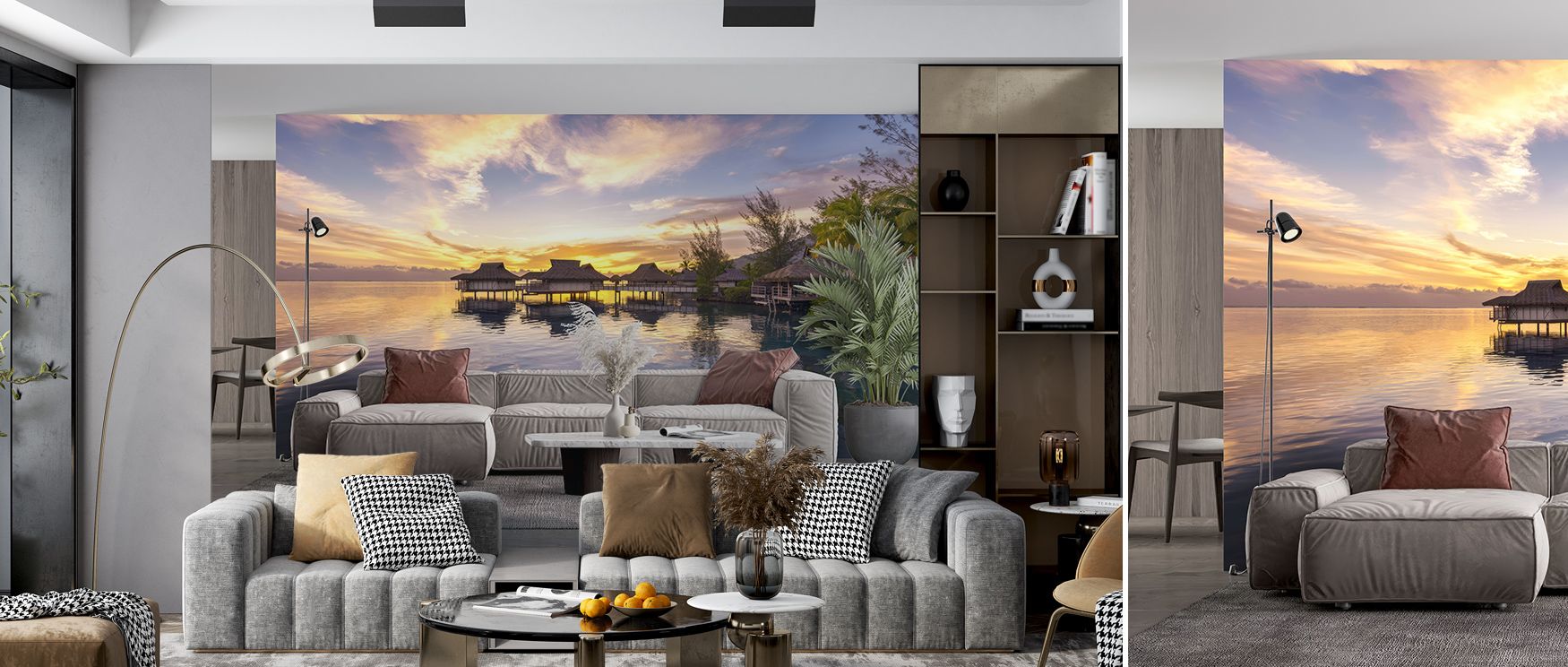 Bungalow Sunset Wallpaper enriches interiors with tropical artistry, layering imagery of horizon with resonance. Living rooms or bedrooms adopt atmosphere of calmness, their walls enriched by designs that reflect serenity. Interiors glow with charm. 