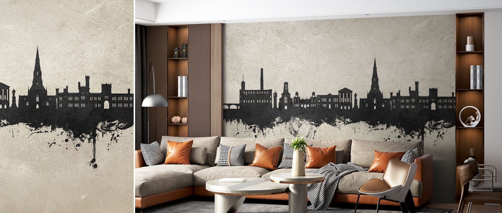 Bury England Skyline Concrete Wallpaper radiates historical elegance, surrounding interiors with textured silhouettes. Living rooms or bedrooms inherit atmosphere of charm, their walls enriched by imagery that reflects balance. Interiors glow with dignity