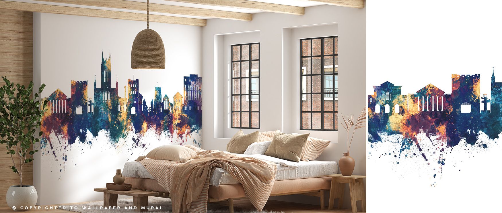 Bury St Edmunds England Skyline Blue & Bronze Wallpaper enriches interiors with glowing silhouettes, layering walls with resonance. Living rooms or bedrooms adopt atmosphere of charm, their spaces enriched by imagery that reflects elegance. Interiors glow
