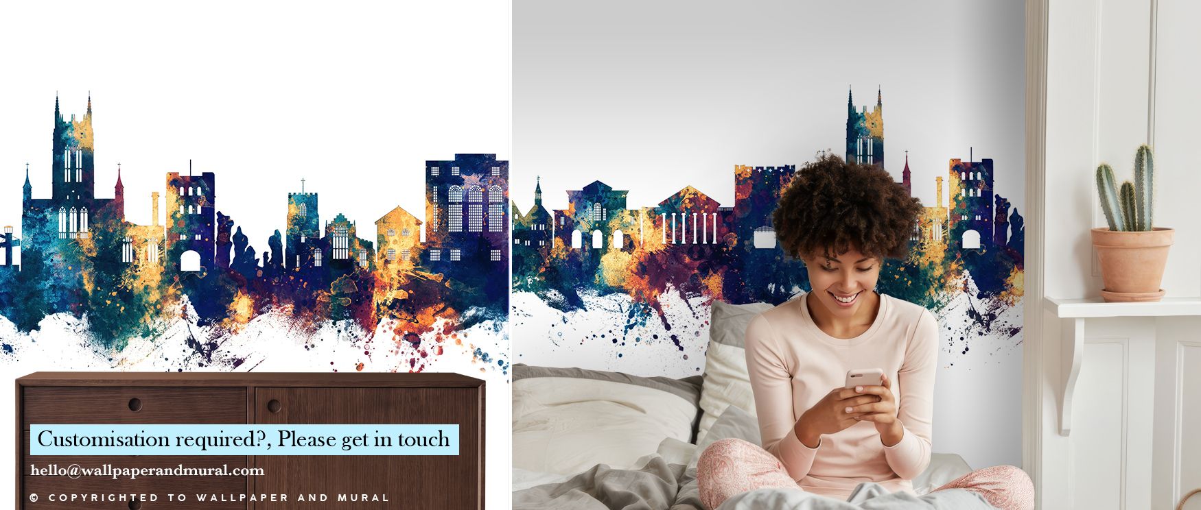 Flowing across surfaces, Bury St Edmunds England Skyline Blue & Bronze Wallpaper reflects cultural imagery, surrounding offices or bedrooms with resonance. Interiors resonate with atmosphere of charm, their walls enriched by designs that reflect refinemen