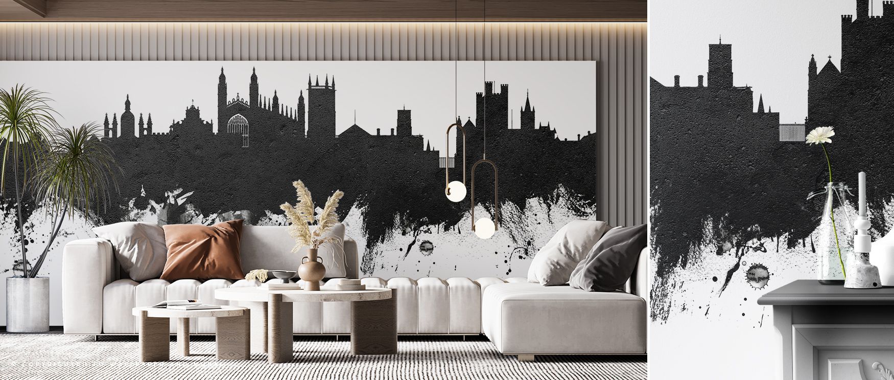 The design of Cambridge England Skyline Black & White Wallpaper portrays cultural resonance, layering interiors with calm imagery. Offices or bedrooms adopt atmosphere of refinement, their walls enriched by designs that reflect heritage. Interiors glow wi