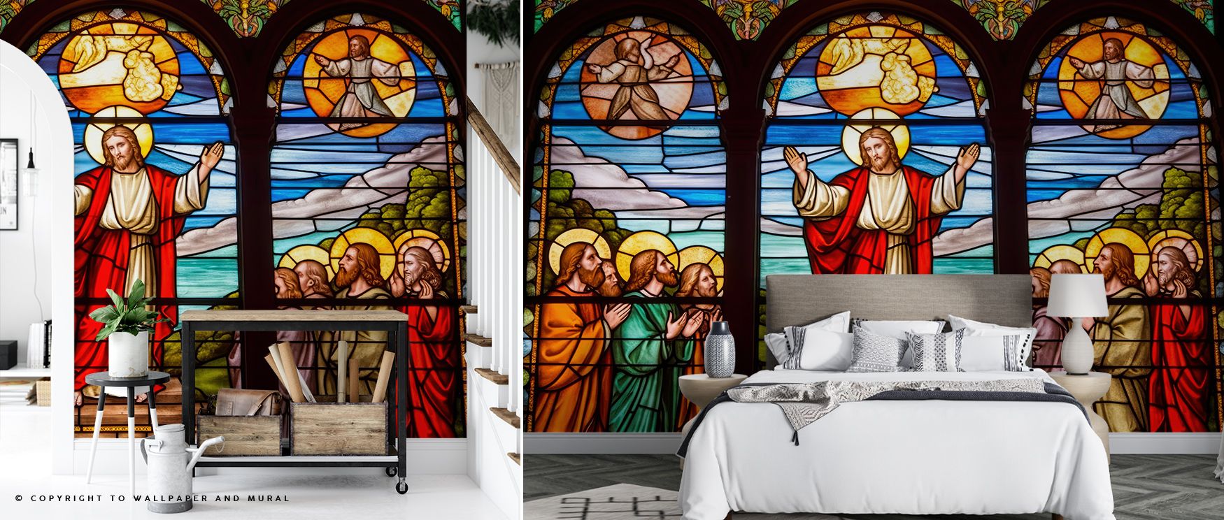 Cathedral Glass Wallpaper surrounds interiors with luminous resonance, layering glass-inspired imagery. Living rooms or bedrooms adopt atmosphere of sophistication, their walls enriched by imagery that reflects artistry. Interiors glow with charm. 