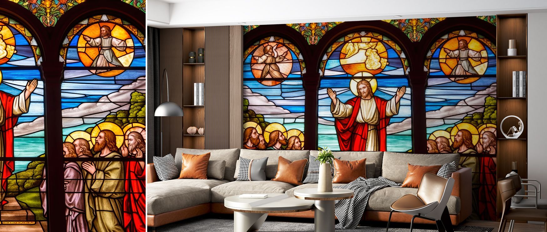 Cathedral Glass Wallpaper radiates decorative elegance, surrounding interiors with luminous imagery. Living rooms or bedrooms inherit atmosphere of vibrancy, their walls enriched by designs that reflect artistry. Interiors glow with refinement. 