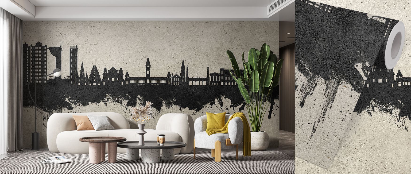 With muted elegance, the Chennai Skyline India Concrete Wallpaper elevates walls with iconic landmarks softened by concrete-style detailing. Its calm palette resonates through interiors, enriching offices and bedrooms with quiet sophistication. 
