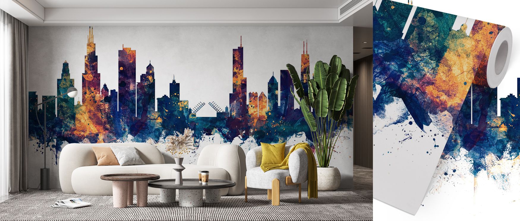 Chicago Illinois Skyline Blue & Bronze Wallpaper reflects cultural pride through bold structures layered in glowing bronze and shaded blue. This design transforms rooms into sophisticated spaces that balance creativity with serenity, enhancing offices and