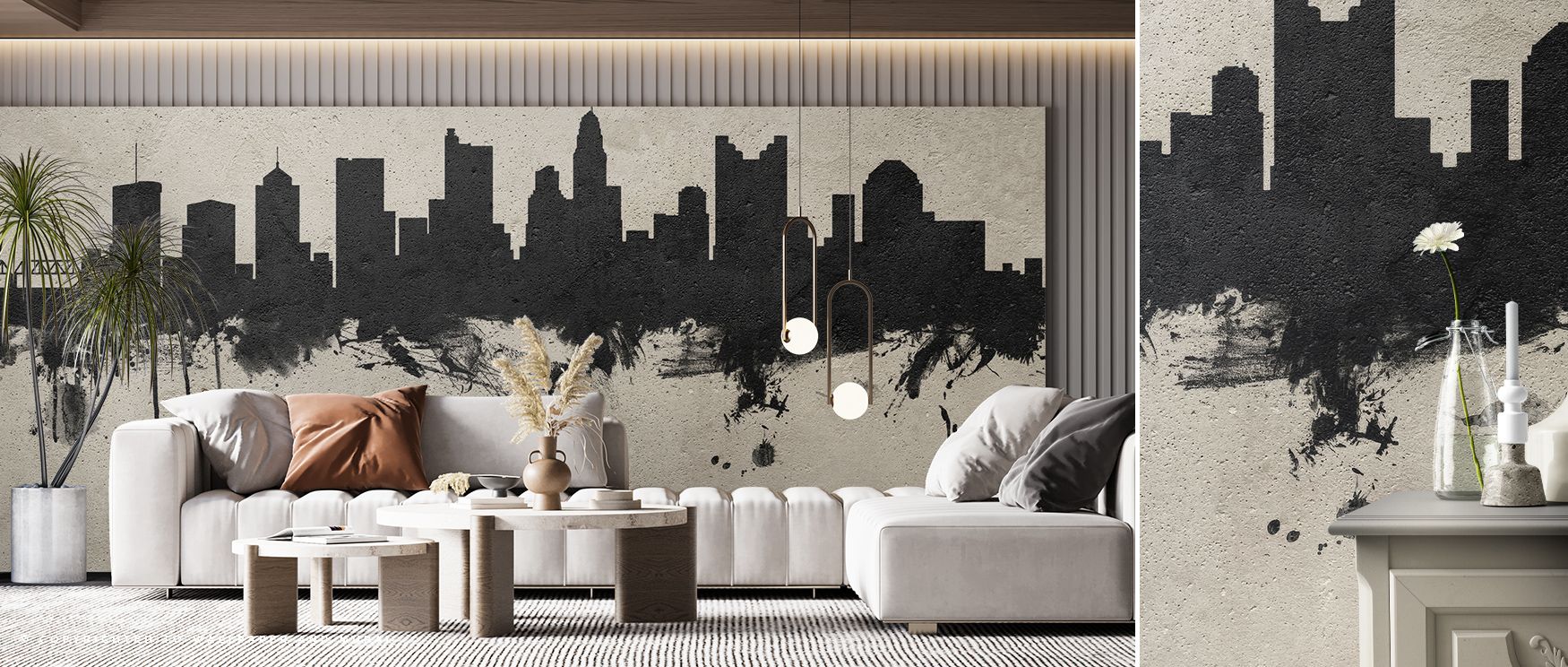 Columbus Ohio Skyline Concrete Wallpaper reveals cultural presence through rhythmic forms etched in soft grey. Its design enriches bedrooms and living rooms with subtle beauty, sustaining calm elegance. Interiors thrive in this balance, glowing with herit